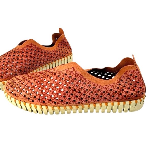 Ilse Jacobsen Tulip Laser-Cut Comfort Slip On Shoes Camelia Orange US 10 EU41 - Picture 3 of 15